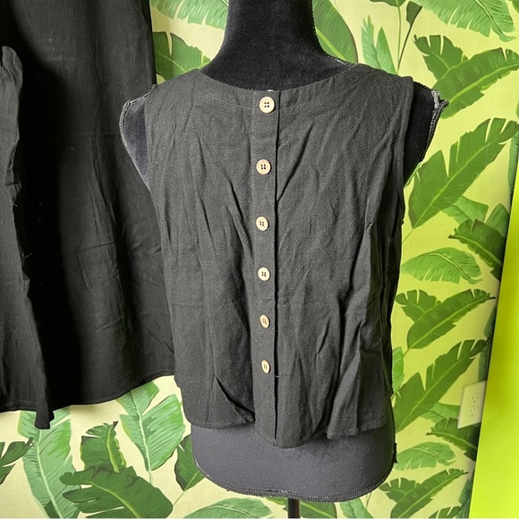 ANRABESS Summer 2 Piece Outfits Sleeveless Crop Top Black Wide Leg Pants Linen M - Picture 5 of 14